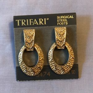 Goldtone Surgical Steelpost Door Knocker Earrings
